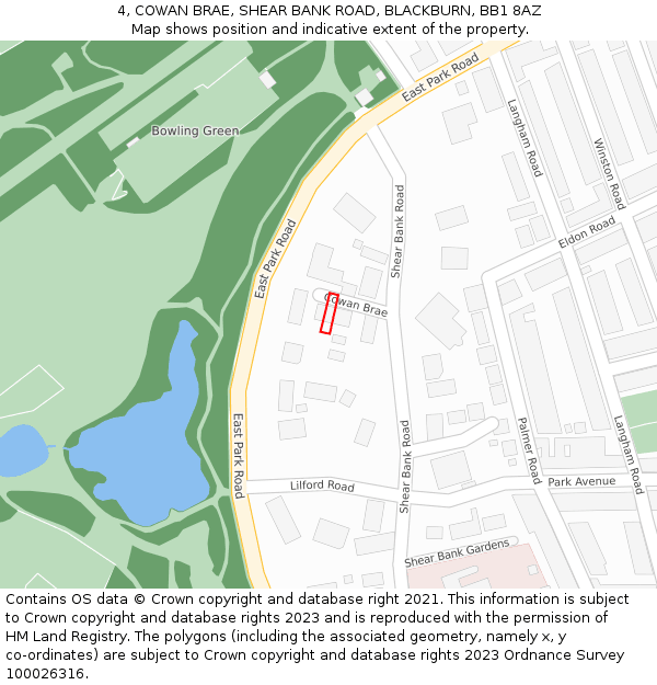 4, COWAN BRAE, SHEAR BANK ROAD, BLACKBURN, BB1 8AZ: Location map and indicative extent of plot