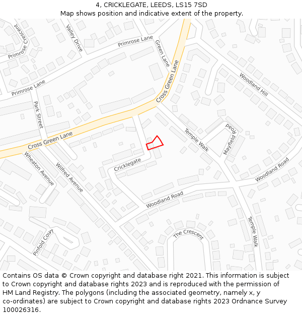 4, CRICKLEGATE, LEEDS, LS15 7SD: Location map and indicative extent of plot