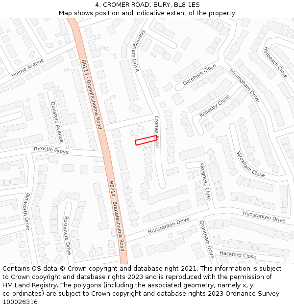 4, CROMER ROAD, BURY, BL8 1ES: Location map and indicative extent of plot