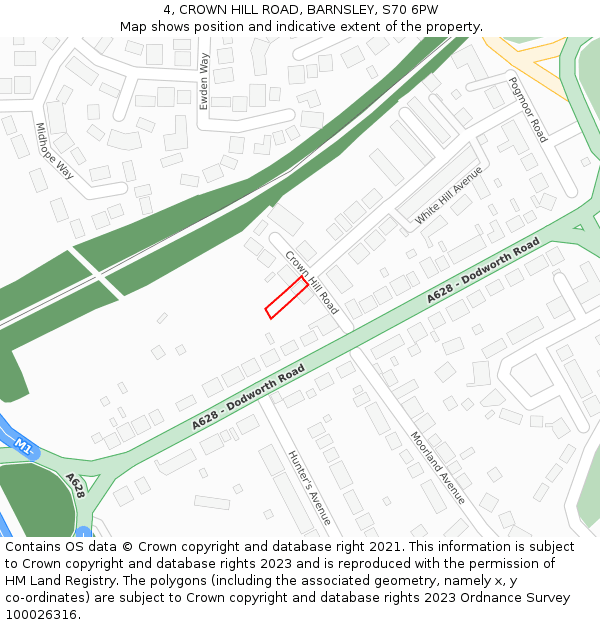 4, CROWN HILL ROAD, BARNSLEY, S70 6PW: Location map and indicative extent of plot