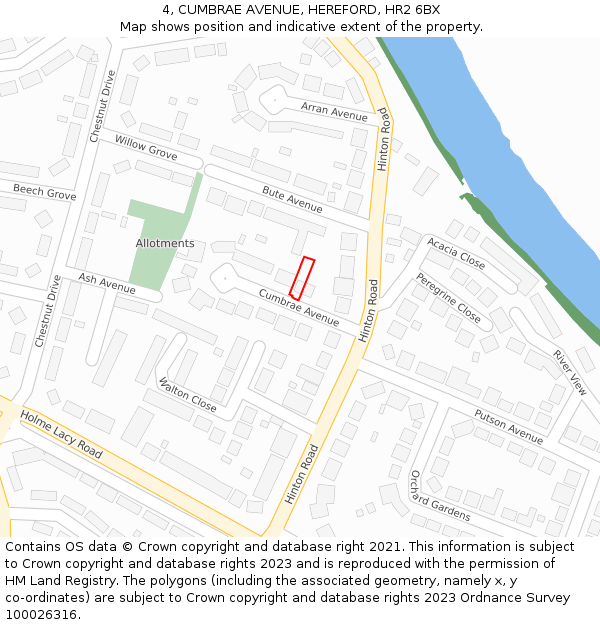 4, CUMBRAE AVENUE, HEREFORD, HR2 6BX: Location map and indicative extent of plot