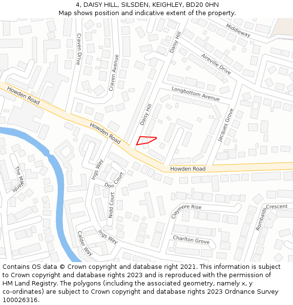 4, DAISY HILL, SILSDEN, KEIGHLEY, BD20 0HN: Location map and indicative extent of plot