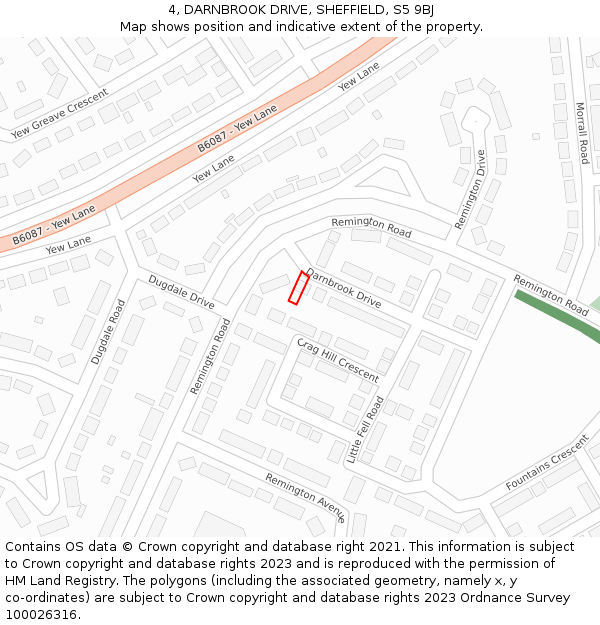 4, DARNBROOK DRIVE, SHEFFIELD, S5 9BJ: Location map and indicative extent of plot