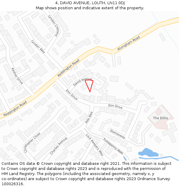 4, DAVID AVENUE, LOUTH, LN11 0DJ: Location map and indicative extent of plot