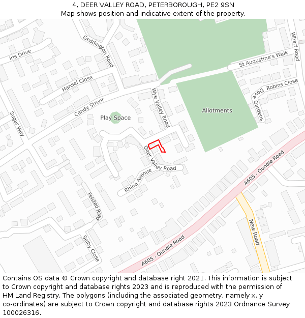 4, DEER VALLEY ROAD, PETERBOROUGH, PE2 9SN: Location map and indicative extent of plot