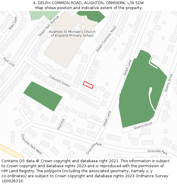 4, DELPH COMMON ROAD, AUGHTON, ORMSKIRK, L39 5DW: Location map and indicative extent of plot