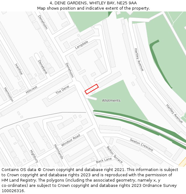 4, DENE GARDENS, WHITLEY BAY, NE25 9AA: Location map and indicative extent of plot