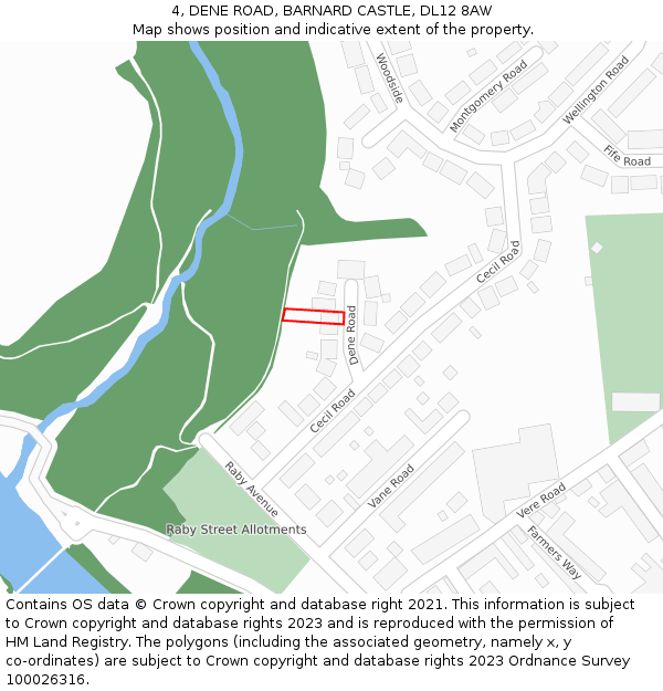 4, DENE ROAD, BARNARD CASTLE, DL12 8AW: Location map and indicative extent of plot