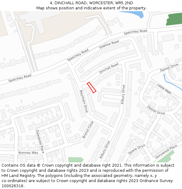 4, DINCHALL ROAD, WORCESTER, WR5 2ND: Location map and indicative extent of plot