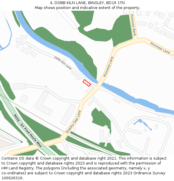4, DOBB KILN LANE, BINGLEY, BD16 1TN: Location map and indicative extent of plot