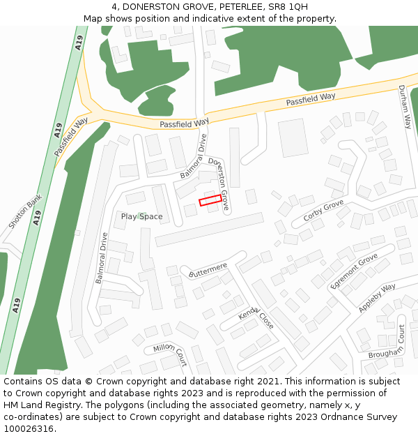 4, DONERSTON GROVE, PETERLEE, SR8 1QH: Location map and indicative extent of plot