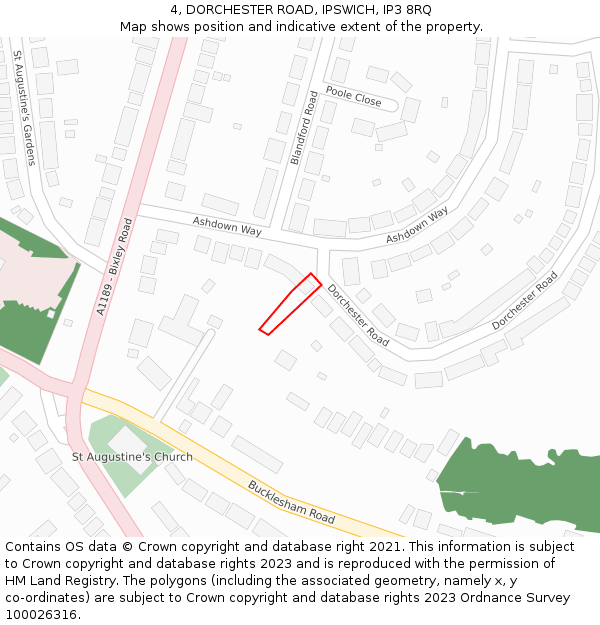 4, DORCHESTER ROAD, IPSWICH, IP3 8RQ: Location map and indicative extent of plot