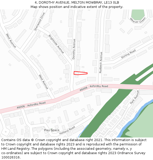 4, DOROTHY AVENUE, MELTON MOWBRAY, LE13 0LB: Location map and indicative extent of plot