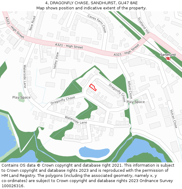 4, DRAGONFLY CHASE, SANDHURST, GU47 8AE: Location map and indicative extent of plot