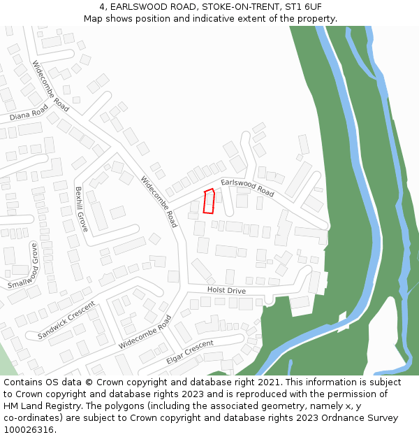 4, EARLSWOOD ROAD, STOKE-ON-TRENT, ST1 6UF: Location map and indicative extent of plot