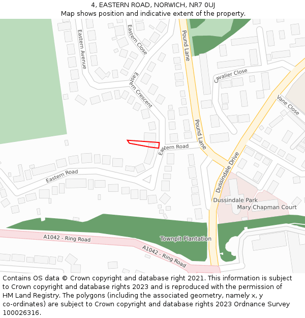 4, EASTERN ROAD, NORWICH, NR7 0UJ: Location map and indicative extent of plot