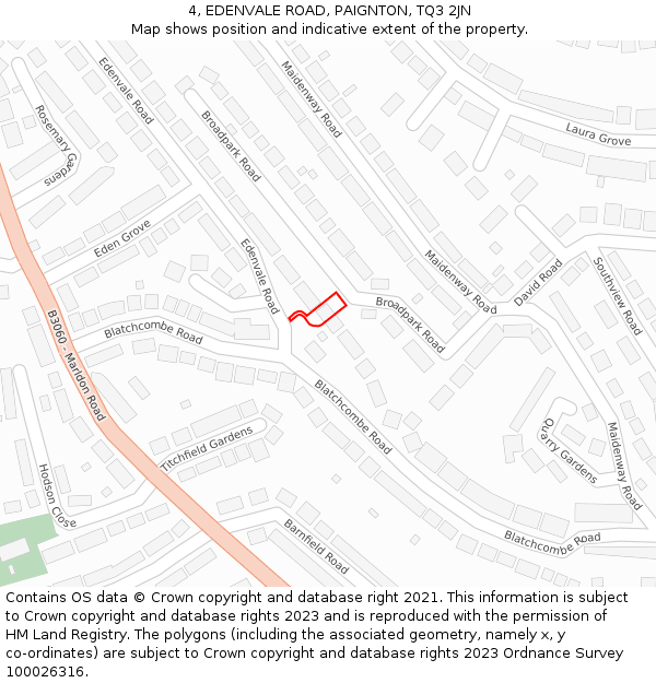 4, EDENVALE ROAD, PAIGNTON, TQ3 2JN: Location map and indicative extent of plot