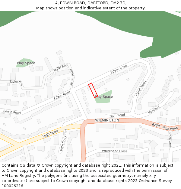4, EDWIN ROAD, DARTFORD, DA2 7DJ: Location map and indicative extent of plot
