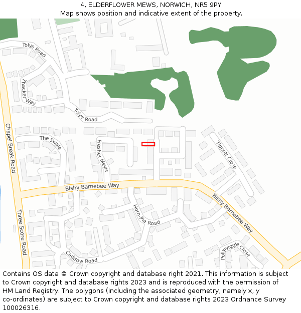 4, ELDERFLOWER MEWS, NORWICH, NR5 9PY: Location map and indicative extent of plot