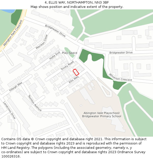 4, ELLIS WAY, NORTHAMPTON, NN3 3BF: Location map and indicative extent of plot