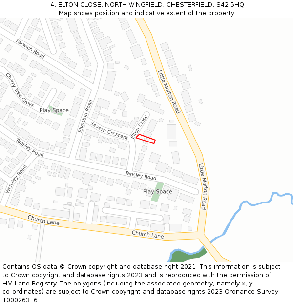 4, ELTON CLOSE, NORTH WINGFIELD, CHESTERFIELD, S42 5HQ: Location map and indicative extent of plot