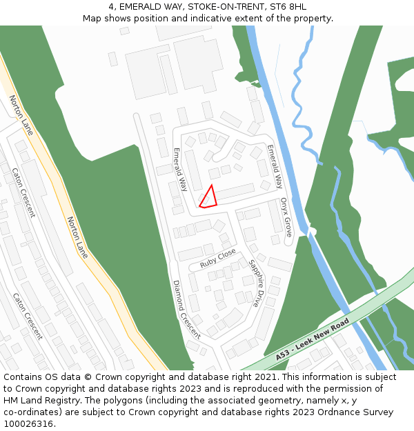 4, EMERALD WAY, STOKE-ON-TRENT, ST6 8HL: Location map and indicative extent of plot