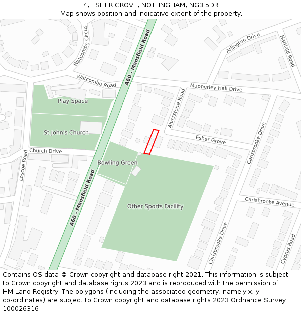 4, ESHER GROVE, NOTTINGHAM, NG3 5DR: Location map and indicative extent of plot