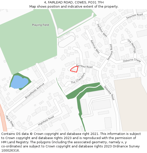 4, FAIRLEAD ROAD, COWES, PO31 7FH: Location map and indicative extent of plot