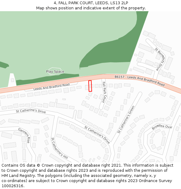 4, FALL PARK COURT, LEEDS, LS13 2LP: Location map and indicative extent of plot