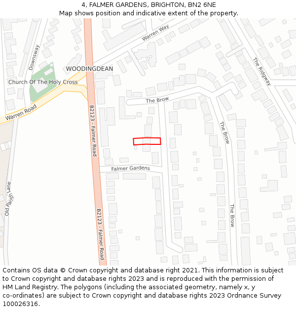 4, FALMER GARDENS, BRIGHTON, BN2 6NE: Location map and indicative extent of plot