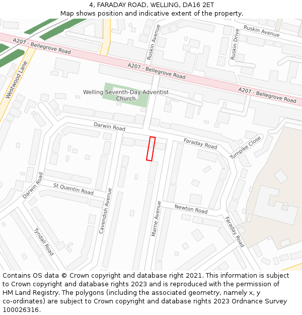 4, FARADAY ROAD, WELLING, DA16 2ET: Location map and indicative extent of plot