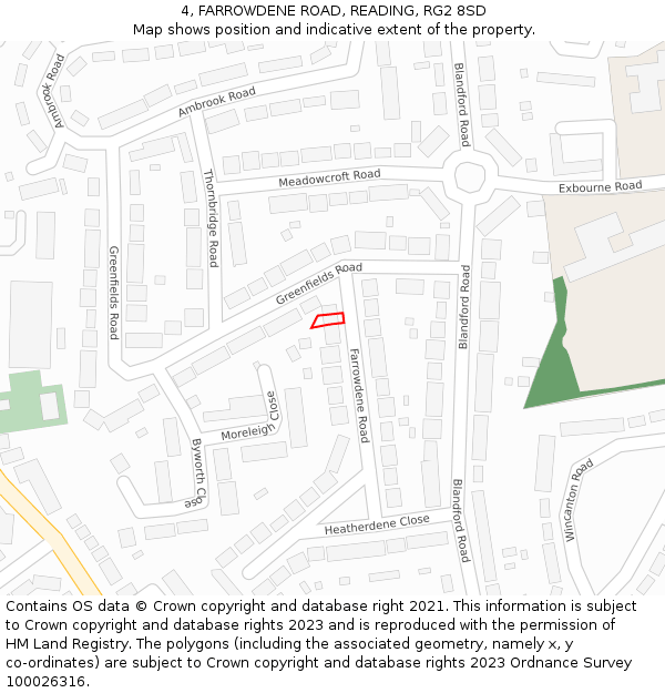 4, FARROWDENE ROAD, READING, RG2 8SD: Location map and indicative extent of plot