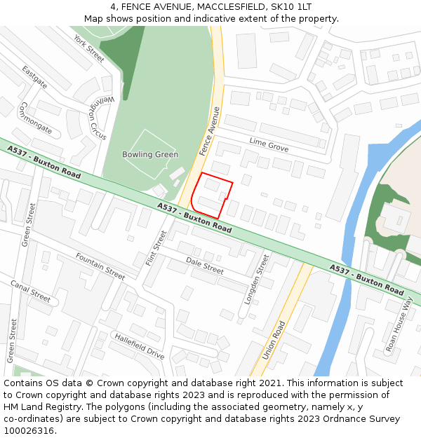 4, FENCE AVENUE, MACCLESFIELD, SK10 1LT: Location map and indicative extent of plot