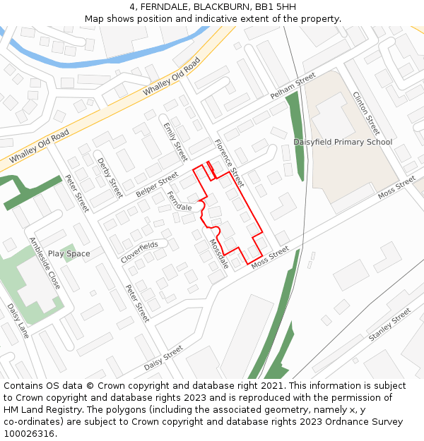 4, FERNDALE, BLACKBURN, BB1 5HH: Location map and indicative extent of plot