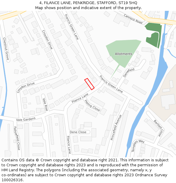 4, FILANCE LANE, PENKRIDGE, STAFFORD, ST19 5HQ: Location map and indicative extent of plot
