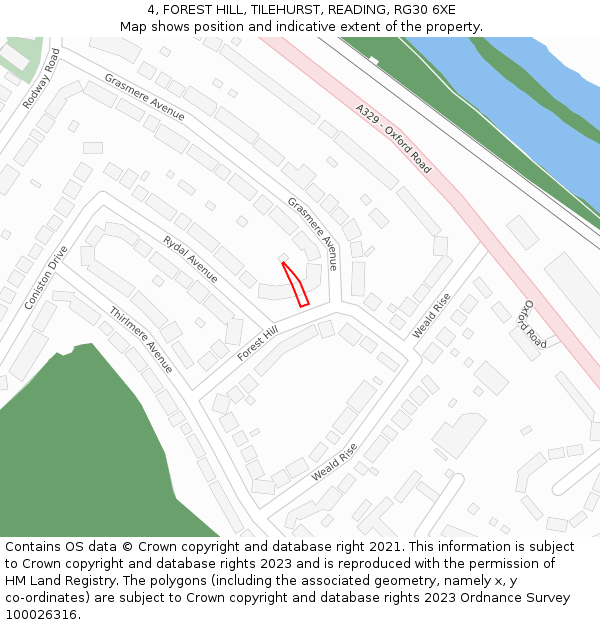 4, FOREST HILL, TILEHURST, READING, RG30 6XE: Location map and indicative extent of plot