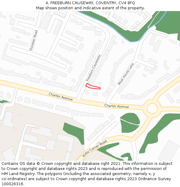 4, FREEBURN CAUSEWAY, COVENTRY, CV4 8FQ: Location map and indicative extent of plot