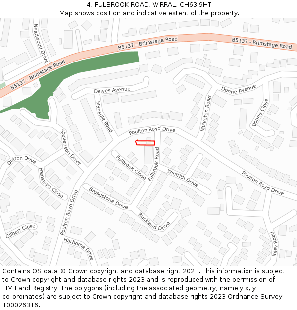 4, FULBROOK ROAD, WIRRAL, CH63 9HT: Location map and indicative extent of plot