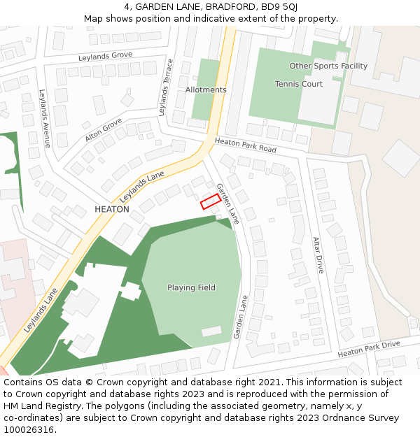 4, GARDEN LANE, BRADFORD, BD9 5QJ: Location map and indicative extent of plot