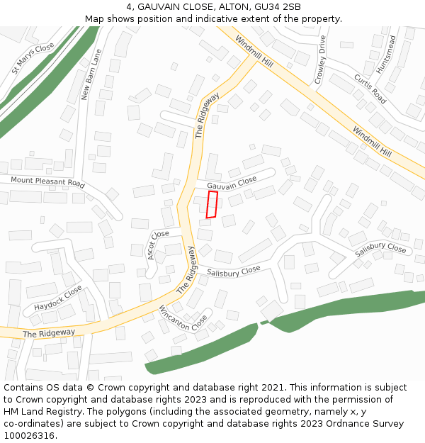 4, GAUVAIN CLOSE, ALTON, GU34 2SB: Location map and indicative extent of plot