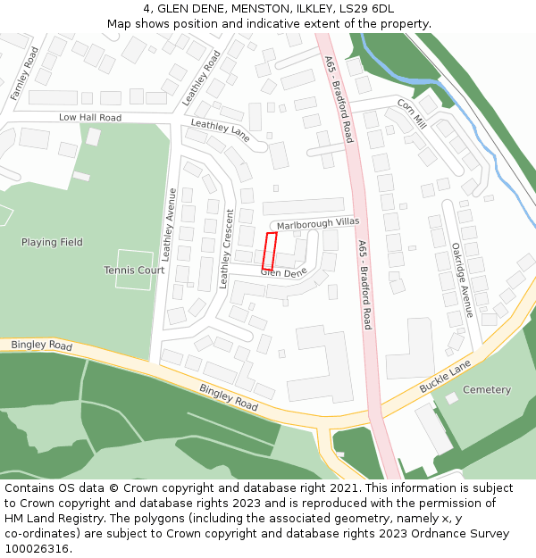 4, GLEN DENE, MENSTON, ILKLEY, LS29 6DL: Location map and indicative extent of plot