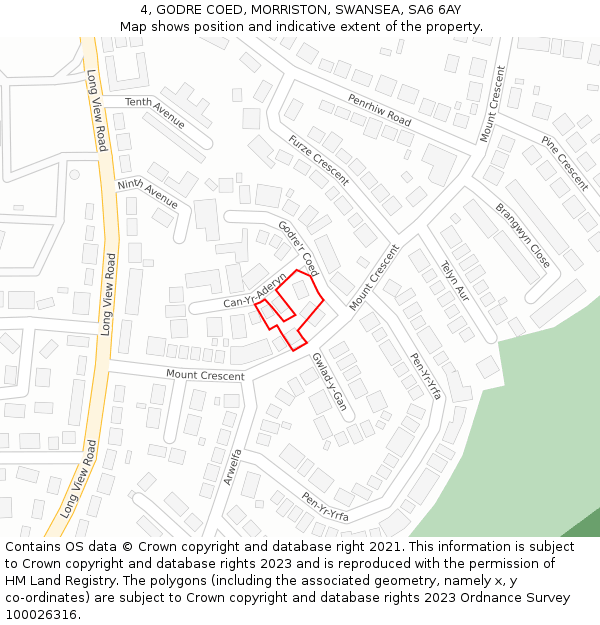 4, GODRE COED, MORRISTON, SWANSEA, SA6 6AY: Location map and indicative extent of plot
