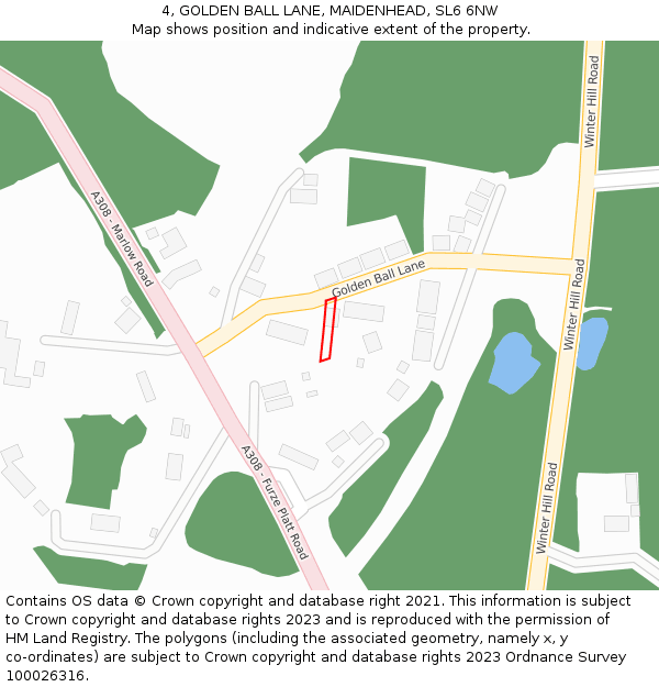 4, GOLDEN BALL LANE, MAIDENHEAD, SL6 6NW: Location map and indicative extent of plot