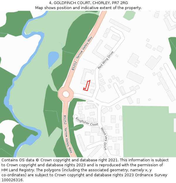 4, GOLDFINCH COURT, CHORLEY, PR7 2RG: Location map and indicative extent of plot