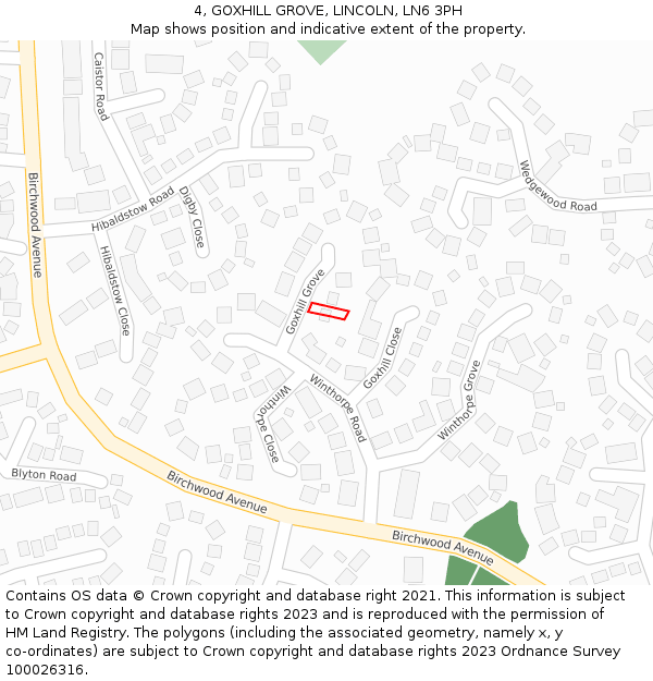 4, GOXHILL GROVE, LINCOLN, LN6 3PH: Location map and indicative extent of plot