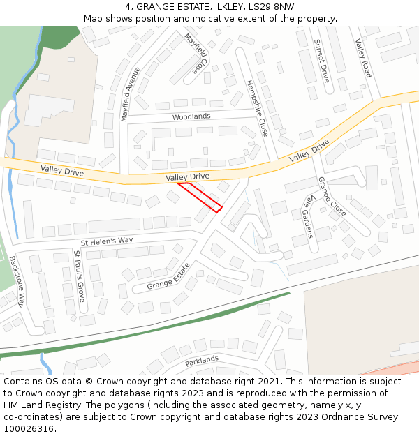 4, GRANGE ESTATE, ILKLEY, LS29 8NW: Location map and indicative extent of plot