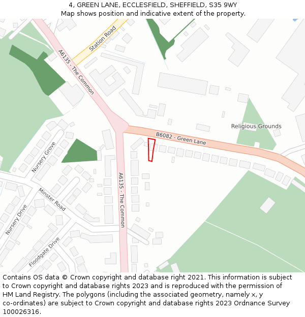4, GREEN LANE, ECCLESFIELD, SHEFFIELD, S35 9WY: Location map and indicative extent of plot
