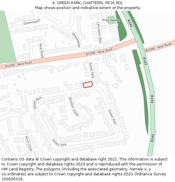 4, GREEN PARK, CHATTERIS, PE16 6DL: Location map and indicative extent of plot