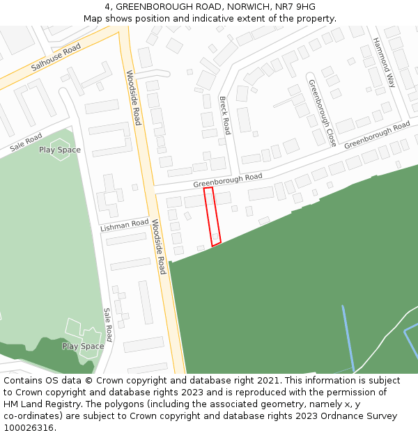 4, GREENBOROUGH ROAD, NORWICH, NR7 9HG: Location map and indicative extent of plot