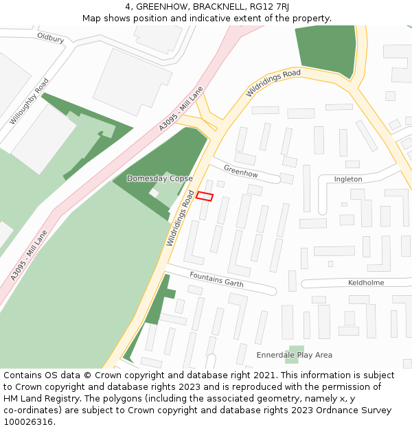 4, GREENHOW, BRACKNELL, RG12 7RJ: Location map and indicative extent of plot